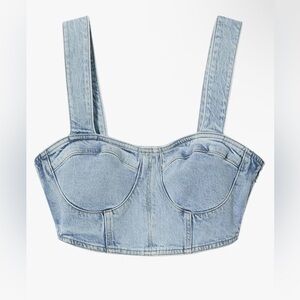 Mango Size Small Denim Crop Top